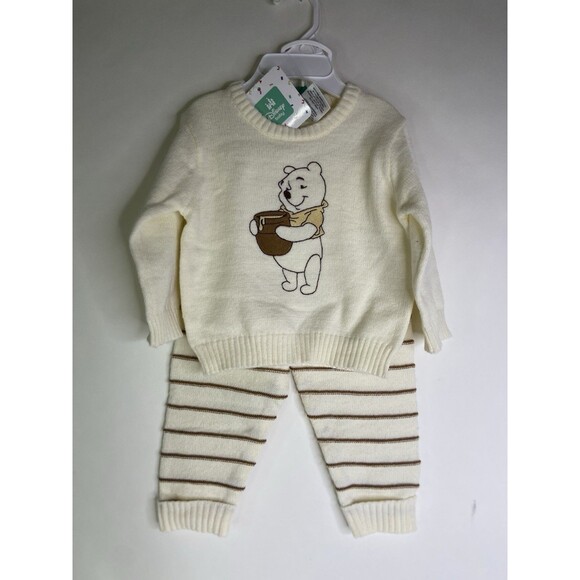 Disney Winnie The Pooh 2 Piece Knit Matching Outfit Set Boys Girls 12 Months - Picture 1 of 10